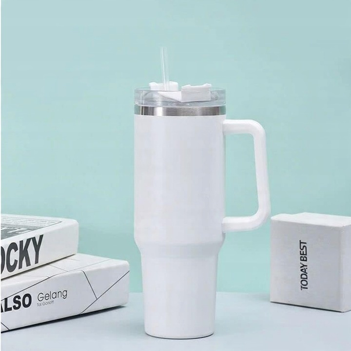 DUŻY KUBEK TERMICZNY ZE SŁOMKĄ TERMOS DO SAMOCHODU NA WODĘ 1200ML