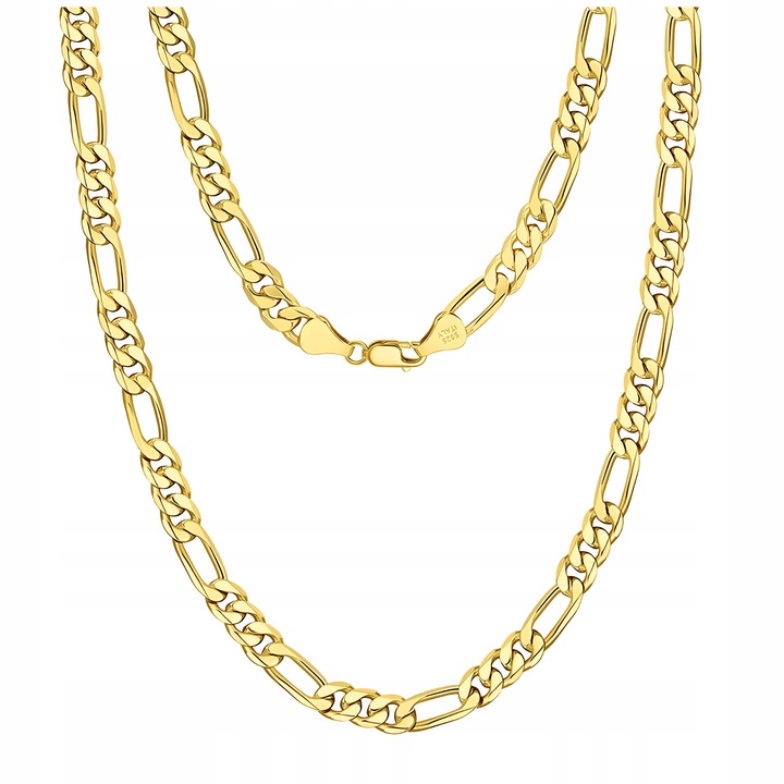 ZŁOTY ŁAŃCUSZEK FIGARO 55cm MĘSKI PEŁNY KUTY MOCNY ŁAŃCUCH 3mm SREBRO 925