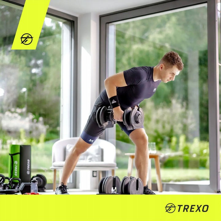 Hantel regulowany TREXO Stalowe TXO-B4W001 40 kg czarny 8 talerzy