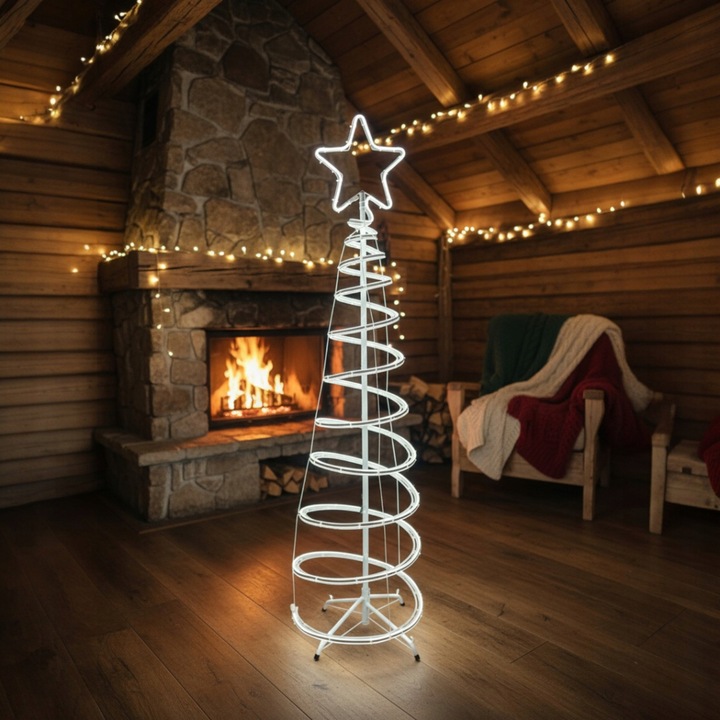 Choinka LED Neonowa Zimna Biel 120 cm Świąteczna Ozdoba Świecąca Zewnętrzna