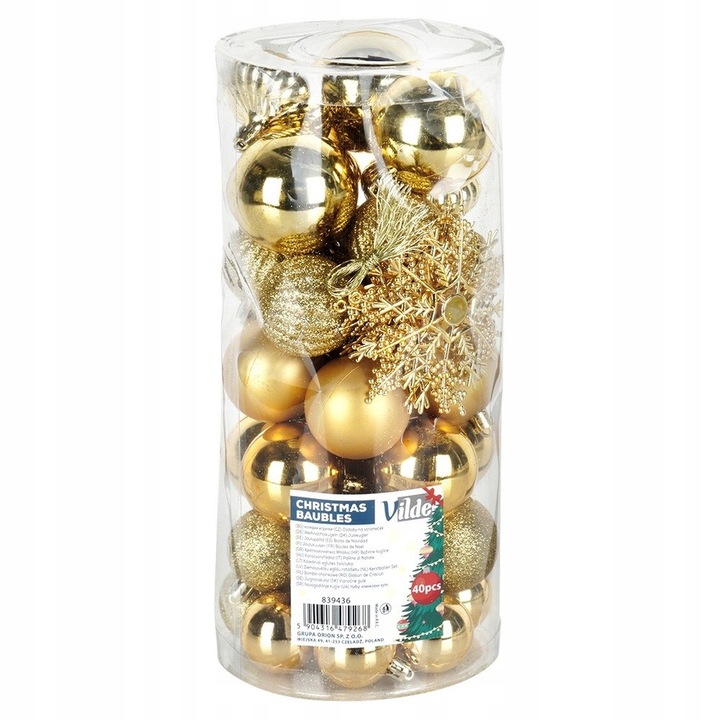 40x Bombki CHOINKOWE świąteczne nietłukące ZŁOTE zestaw bombek na choinkę