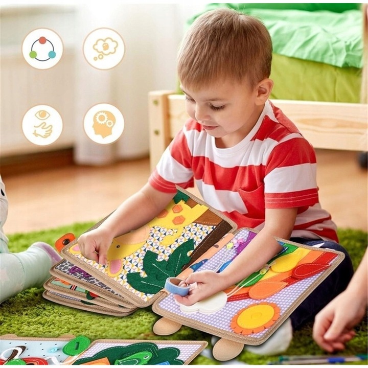 Sensoryczna Książeczka Manipulacyjna Montessori Tablica Zabawka Edukacyjna