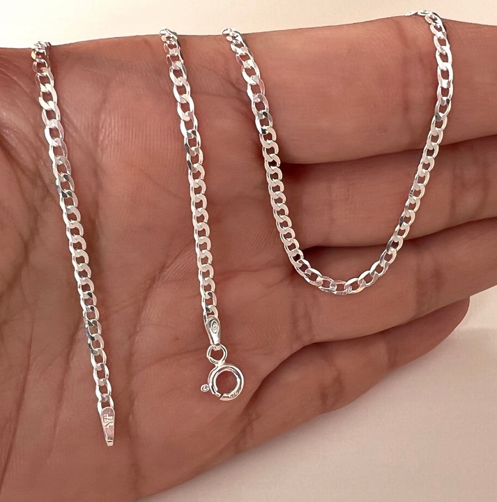 SREBRNY MĘSKI ŁAŃCUSZEK PANCERKA 025/60cm SREBRO pełne 925 DIAMENTOWANE