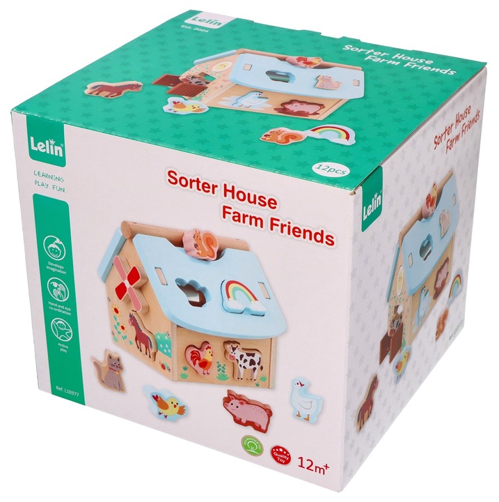 Obora drewniana Zwierzątka z farmy Sorter Zabawka dla rocznego dziecka