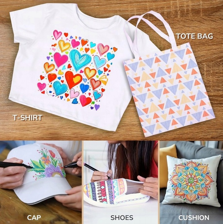 ZENACOLOR 32x Markery do tekstyliów Pisaki do Ubrań Tkanin Trwałe Flamastry