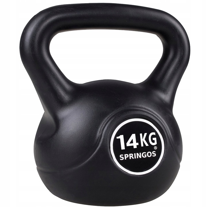 KETTLEBELL 14kg CIĘŻAR ĆWICZEŃ HANTLA CZARNY FITNESS HANTEL ODWAŻNIK ABS