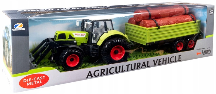 Duży Traktor z Przyczepą Ciągnik NAPĘD Ruchome elementy Otwierane drzwi