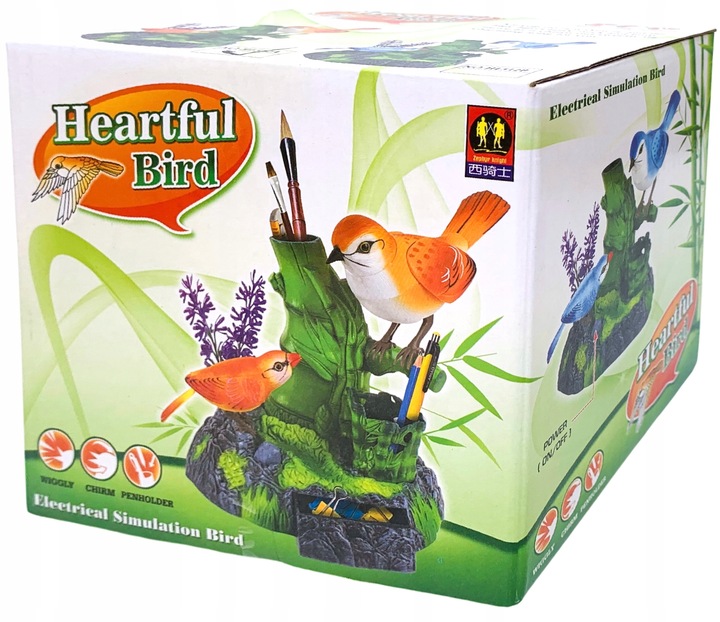 Ruchome ptaszki śpiewające pojemnik na biurko przybory figurka interakrywna