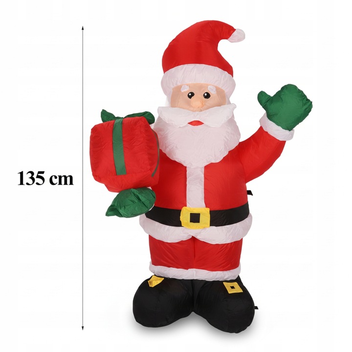 MIKOŁAJ DMUCHANY LED PODŚWIETLANY ŚWIECĄCY XXL 135 CM DEKORACJA ŚWIĄTECZNA