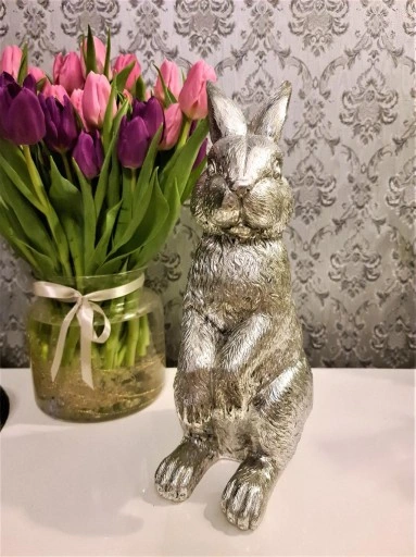 FIGURKA OZDOBNA - SREBRNY ZAJĄC KRÓLIK model I