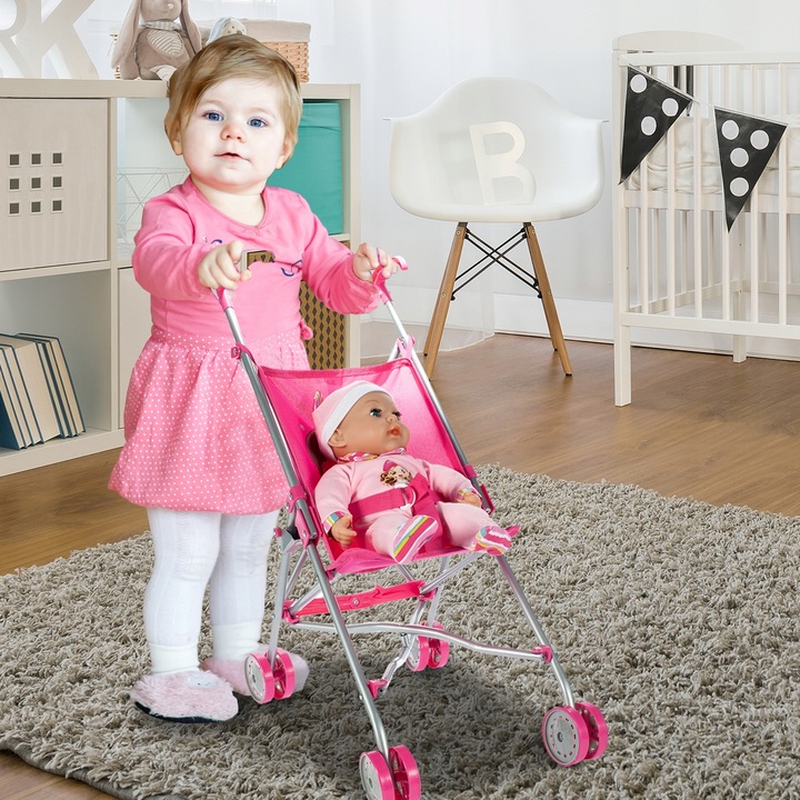 WÓZEK DLA LALEK SPACERÓWKA PARASOLKA JEDNOROŻEC LEKKI SKŁADANY SPACEROWY