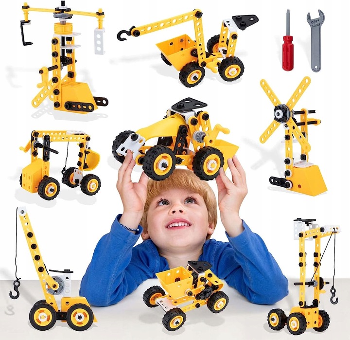 Klocki Konstrukcyjne Zestaw kreatywny XXL POJAZDY DO SKRĘCANIA 112 el 10w1