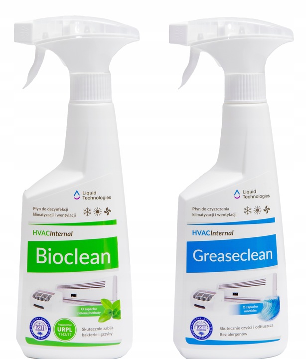 Płyn Środek do dezynfekcji klimatyzacji Bioclean 0,5 L + Greaseclean 0,5 L