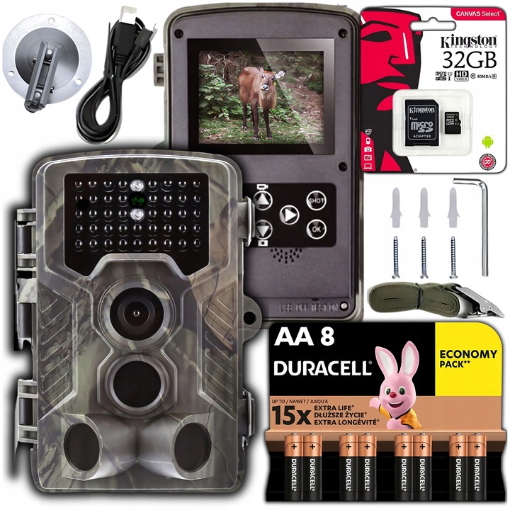 Fotopułapka Kamera Leśna IR PODCZERWIEŃ PL MENU FULL HD 50Mpx Zestaw