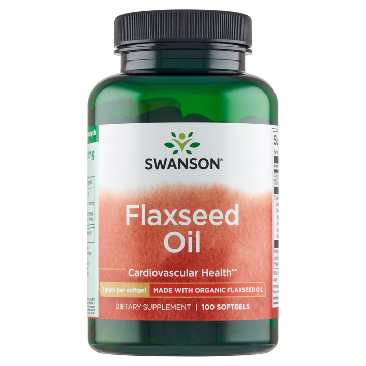 Swanson Olej z Siemienia Lnianego Flaxseed Oil 100 kapsułek Oryginalny