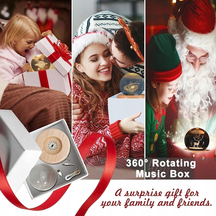 Kryształowa kula pozytywka, obracana o 360°