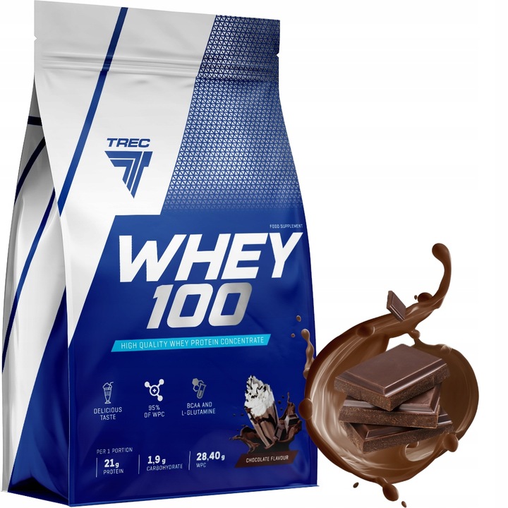 WPC Trec Whey 100 900g PYSZNE BIAŁKO PROTEINY NA MASĘ MIĘŚNIE DO TRENINGU