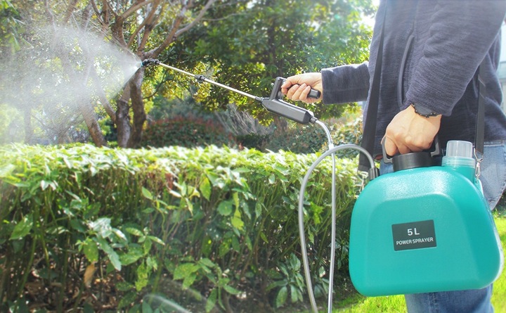 OPRYSKIWACZ CIŚNIENIOWY AKUMULATOROWY ELEKTRYCZNY RĘCZNY OGRODOWY 5L 3DYSZE