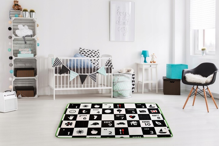 MATA PIANKOWA SZACHOWNICA POLSKI ALFABET 120x180x1CM DWUSTRONNA DUŻA GRUBA