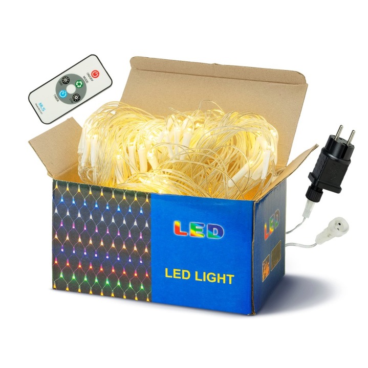 SIATKA LED 3 m x 2 m BIAŁA CIEPŁA na TARAS KRZEWY BALKON Oświetlenie Święta