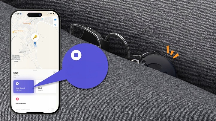 Lokalizator GPS MiTag MiLi do iOS + Ochronne Etui do plecaka kluczy dla psa