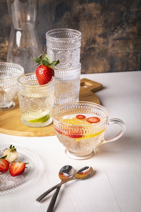 Zestaw 6 filiżanek do kawy szklanki kubki szklane Altom Design Daisy 430 ml