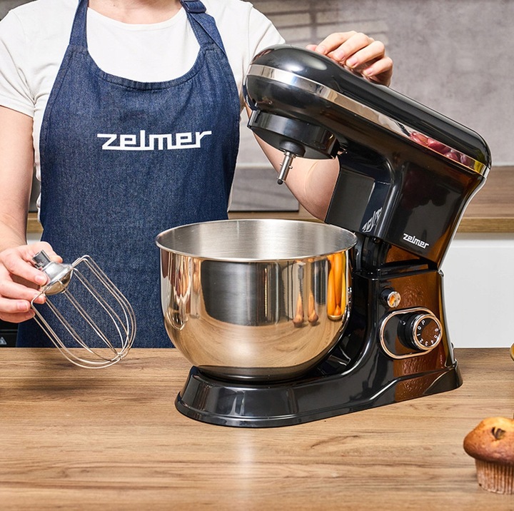 Robot planetarny Zelmer ZKR1355 1200W 6 prędkości 2 misy Smart mix Czarny