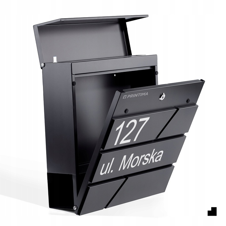 DUŻA SKRZYNKA NA LISTY Z ADRESEM NUMEREM DOMU |4 CZCIONKI| ANTRACYT RAL7016