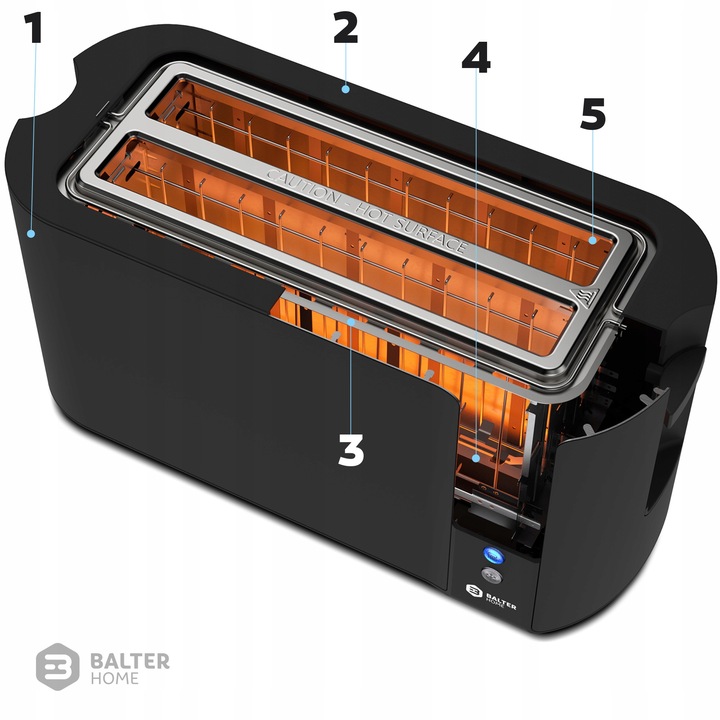 Toster Balter TS-04-LCD-BL 1500 W czarny
