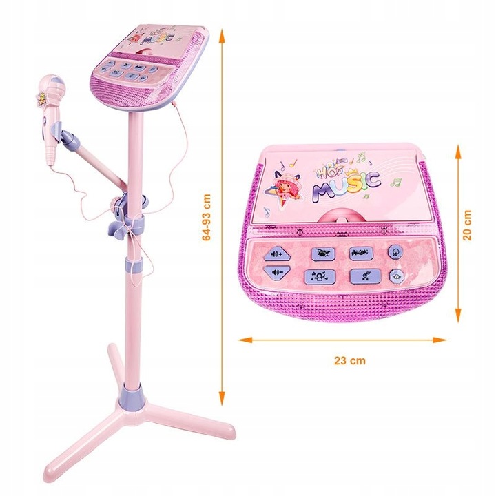 ZESTAW KARAOKE DLA DZIECI ODTWARZACZ MP3 MIKROFON STATYW NN KSET