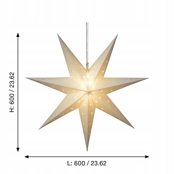 Gwiazda wisząca biała LED ALICE 60 cm na baterie na zewnątrz