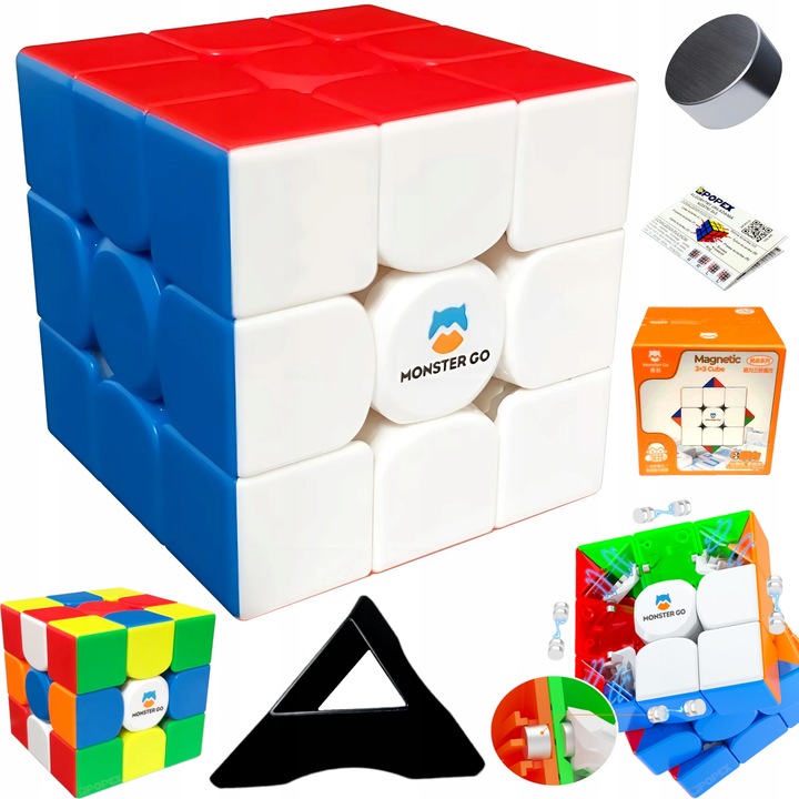 PROFESJONALNA KOSTKA 3x3 MAGNETYCZNA GAN MONSTER GO + PODSTAWKA + ALGORYTMY