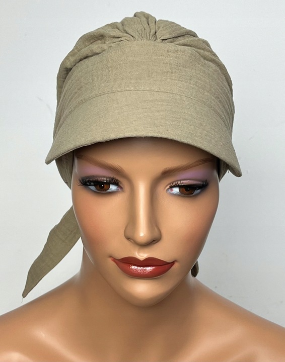 Turban chusta na lato z daszkiem Tess M-1 muślinu także po chemioterapii