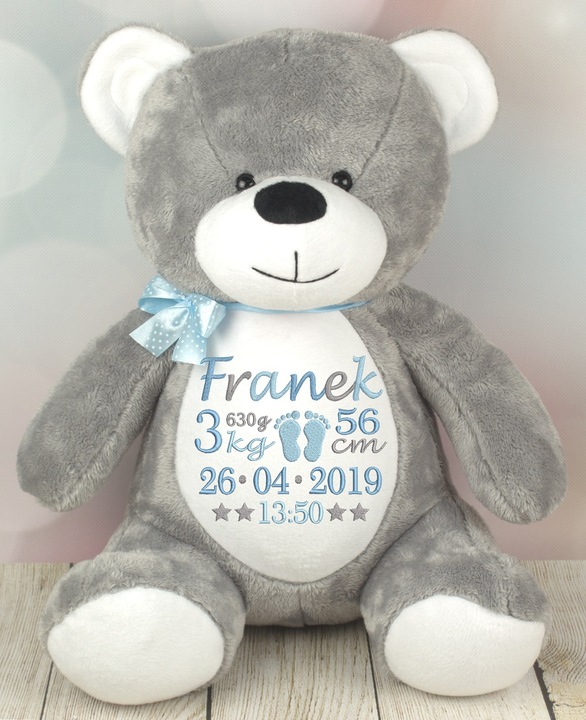 MIŚ PLUSZOWY DUŻY PREZENT CHRZEST HAFT METRYCZKA