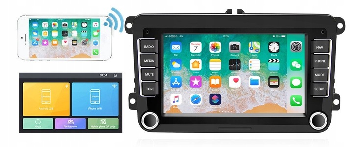RADIO SAMOCHODOWE do VOLKSWAGEN VW SKODA SEAT 7" ANDROID CARPLAY GPS WIFI