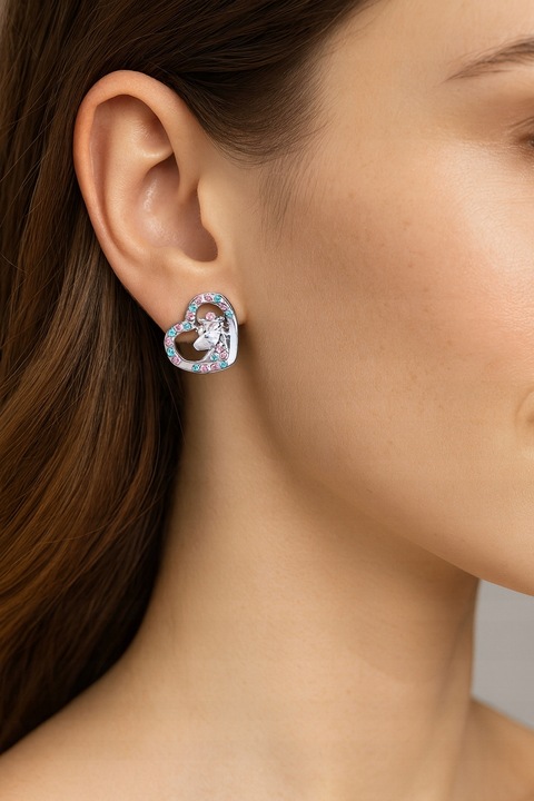 Srebrne kolczyki jednorożce dla dziewczynki sztyfty wkrętki + brelok