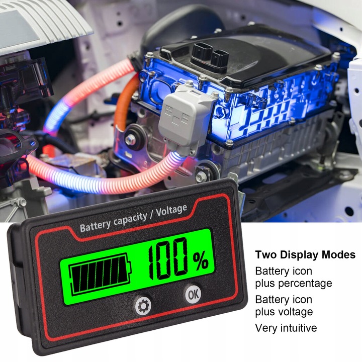 WSKAŹNIK NAŁADOWANIA AKUMULATORA 12-84 V LCD