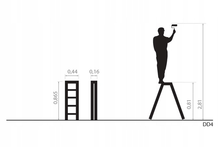 Drabina podest 4 stopniowa taboret