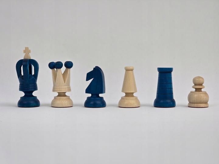 TURKUSOWE Szachy drewniane Królewskie 31x31 we wkładce PRODUCENT