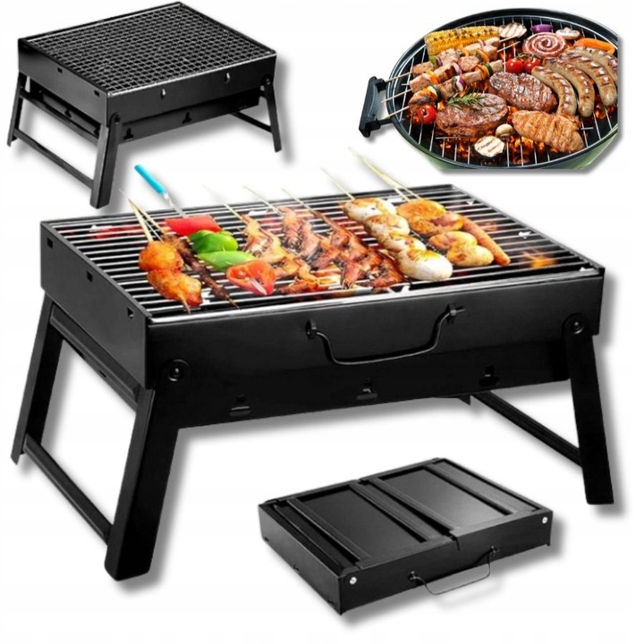 ZESTAW GRILL OGRODOWY WĘGLOWY TURYSTYCZNY |SKŁADANY |+ AKCESORIA DO GRILLA