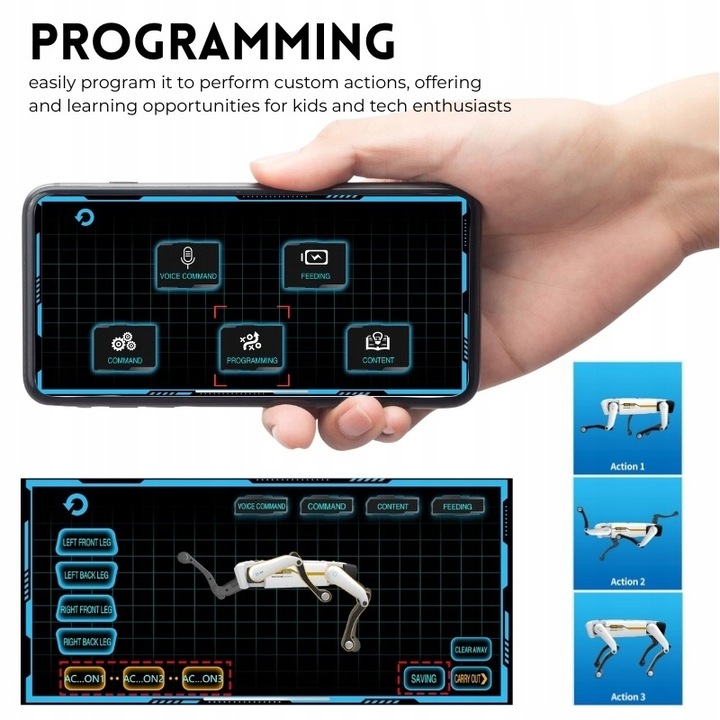 iUni 8002 Inteligentny Robot Pies, Zdalne Sterowanie, Ponad 25 Funkcji