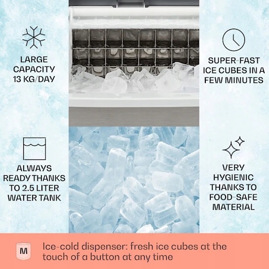 Kostkarka do lodu Klarstein Clearcube Krystaliczny Przeźroczysty Lód 13kg