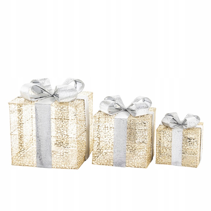 Ozdoba Prezenty zestaw 3 szt. LED Figurka świetlna świąteczna prezentowy