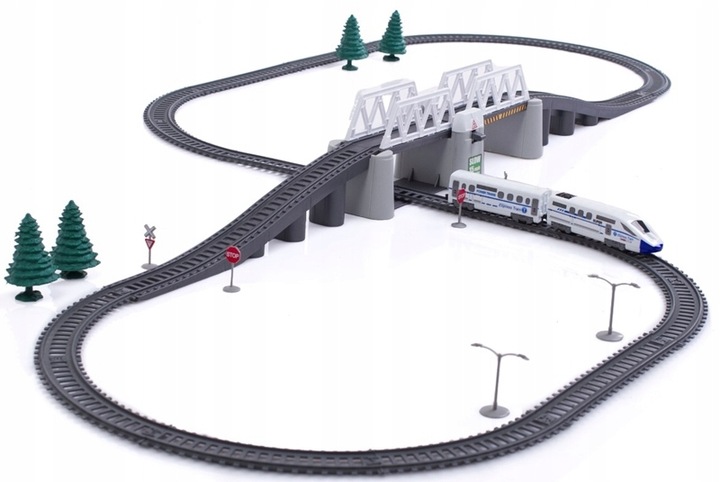 Kolejka Elektryczna Pociąg Ogromny Tor Tunel Podnoszony Most 366cm Wagony