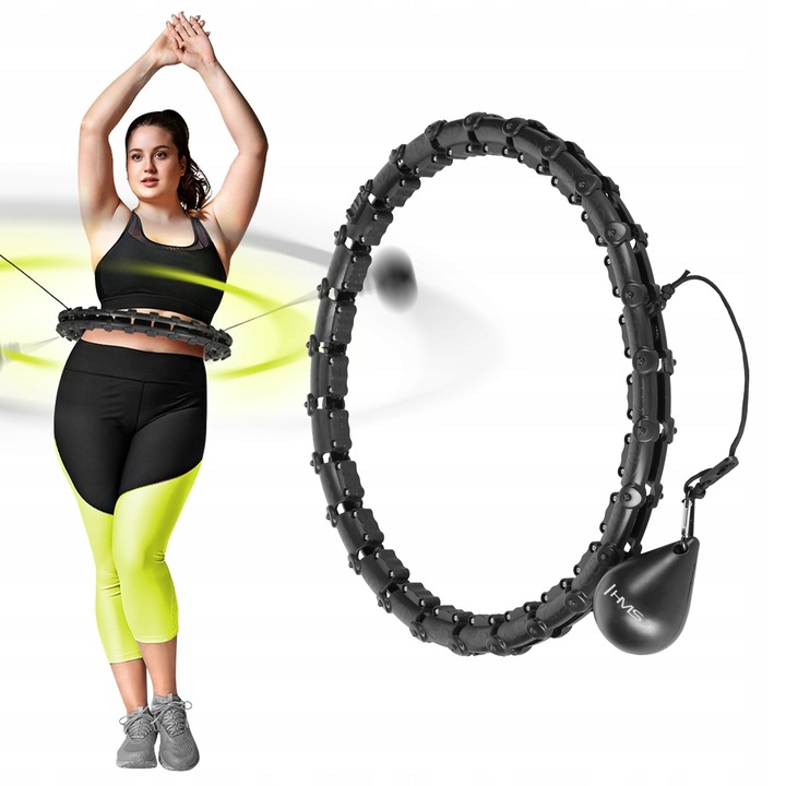 HULA HOP PLUS SIZE BLACK Z WYPUSTKAMI I OBCIĄŻNIKIEM HMS HHW11 DUŻE KOŁO