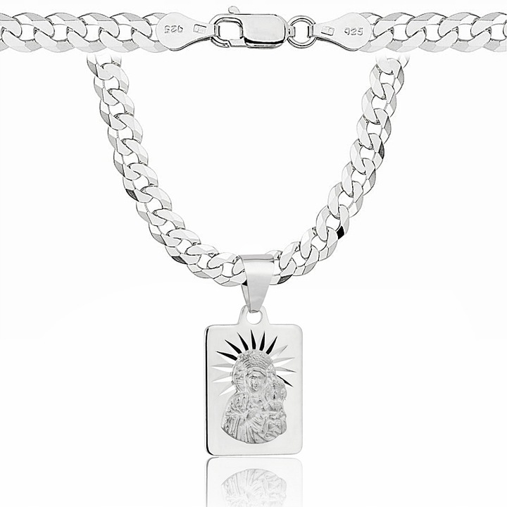 Łańcuszek Srebrny Męski Pancerka 5,00 mm z Medalikiem pr 925 Grawer Gratis