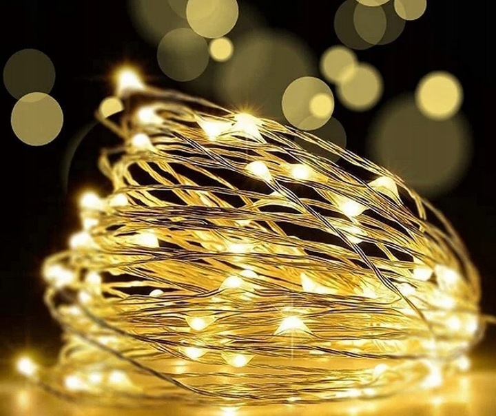 ŚWIATEŁKA LED LAMPKI CHOINKOWE MIKRO DRUCIKI Z BATERIAMI ŚWIĄTECZNY STROIK