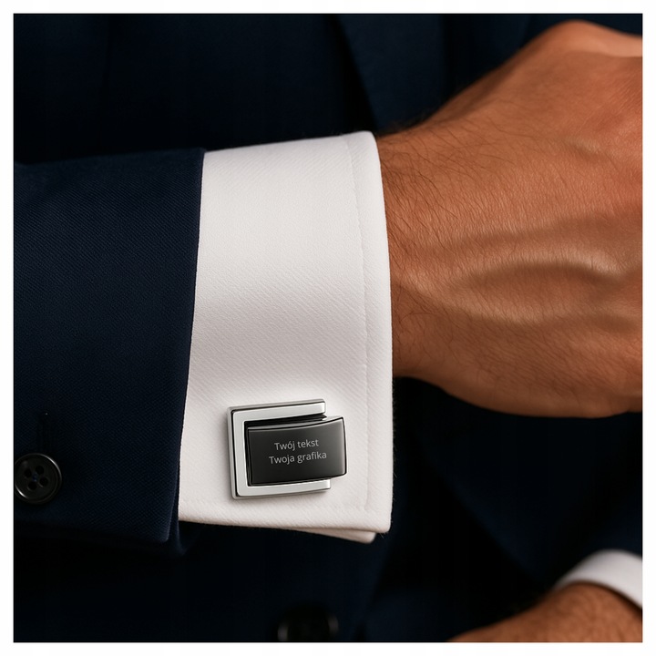 Grawerowane spinki do mankietów koszuli z własną grafiką tekstem na prezent