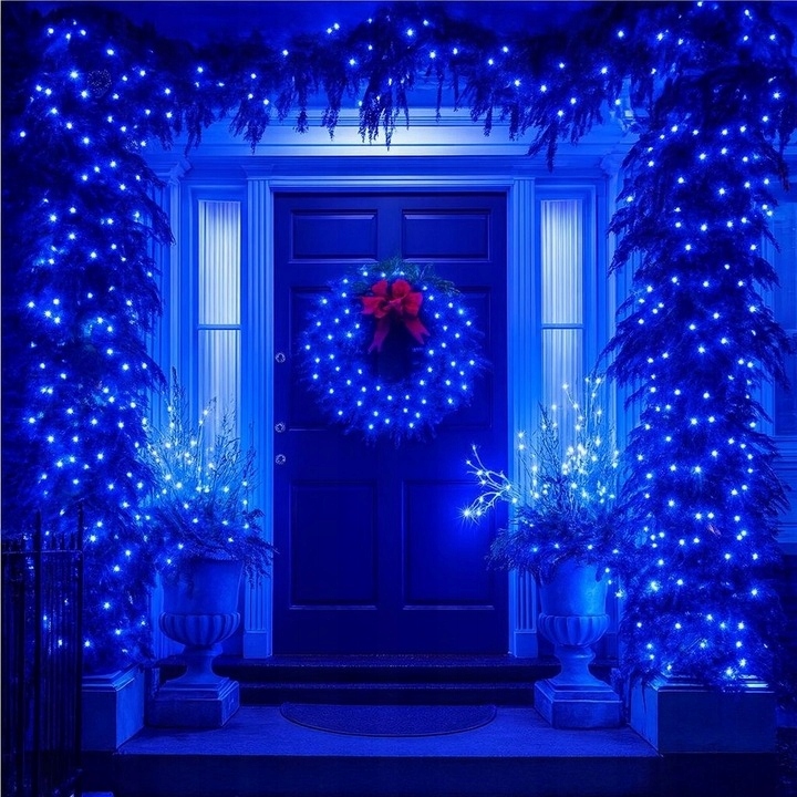 LAMPKI CHOINKOWE 500 LED ZEWNĘTRZNE NIEBIESKIE + FLASH