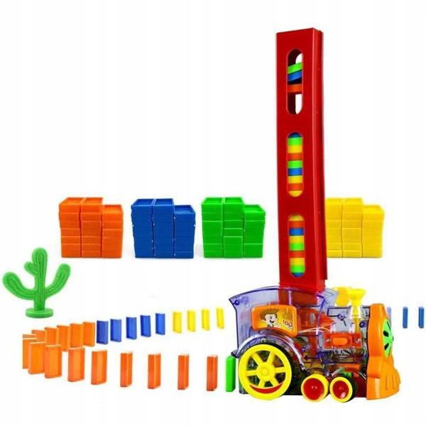 Lokomotywa pociąg domino układanka z ciuchcią automat do układania klocków